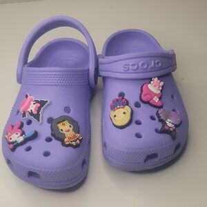 CROCS Purple Sandals with Decorative Charms